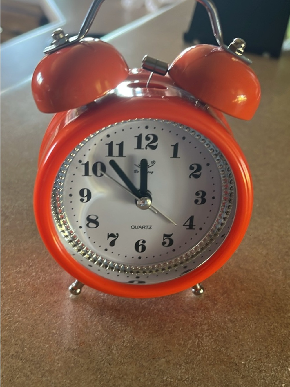 Orange Retro Twin Bell Alarm Clock - Quartz